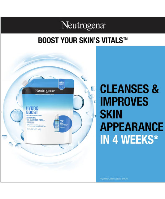 Neutrogena Hydro Boost Cleansing Gel, Fragrance Free, Refill Pouch - US 1371