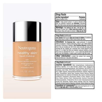 Neutrogena® Healthy Skin Liquid Foundation Makeup Broad Spectrum SPF 20, 360N Creamy Beige, 1 Fl. Oz - US 6430