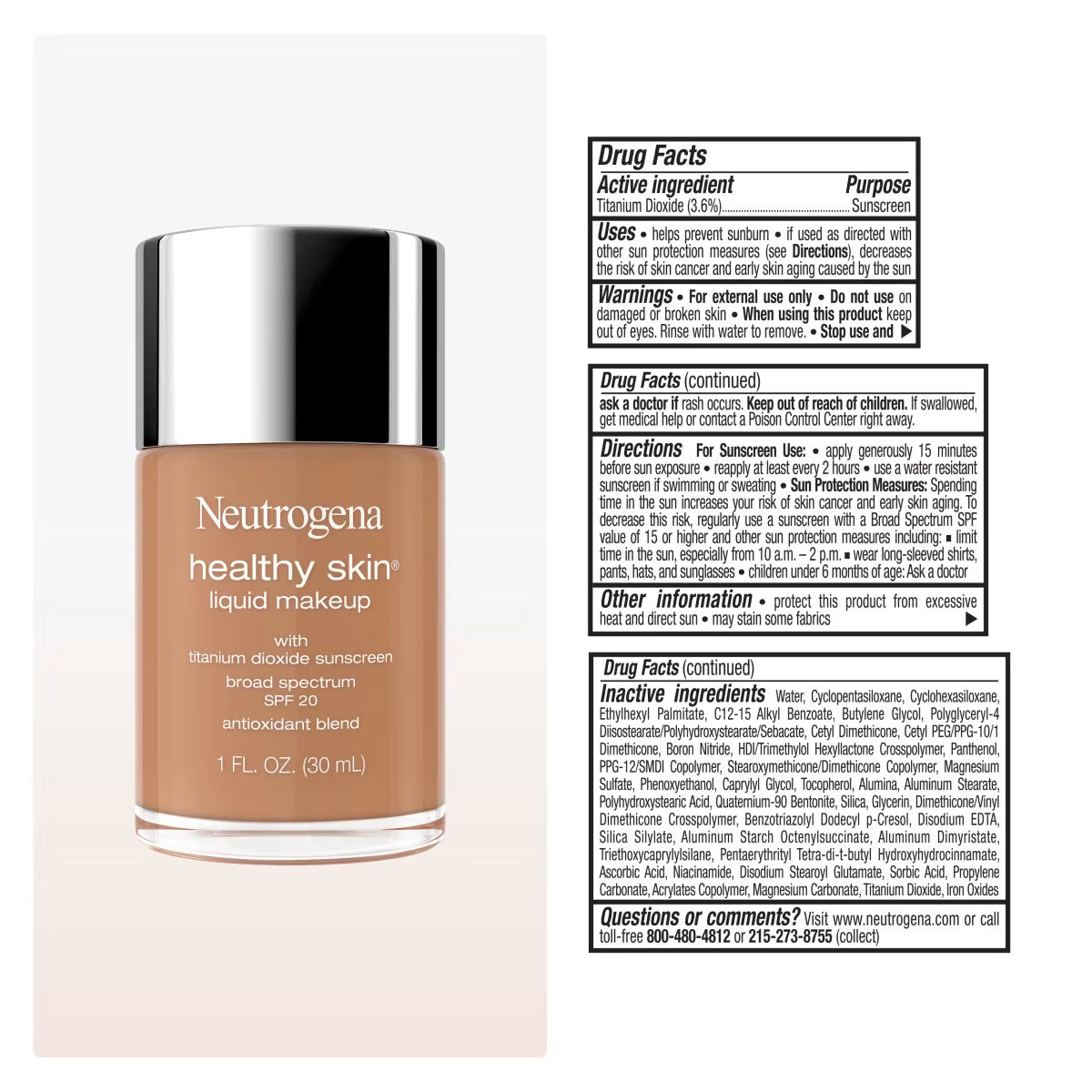 Neutrogena® Healthy Skin Liquid Makeup Broad Spectrum SPF 20, 430N Bronze, 1 Fl. Oz - US 5183