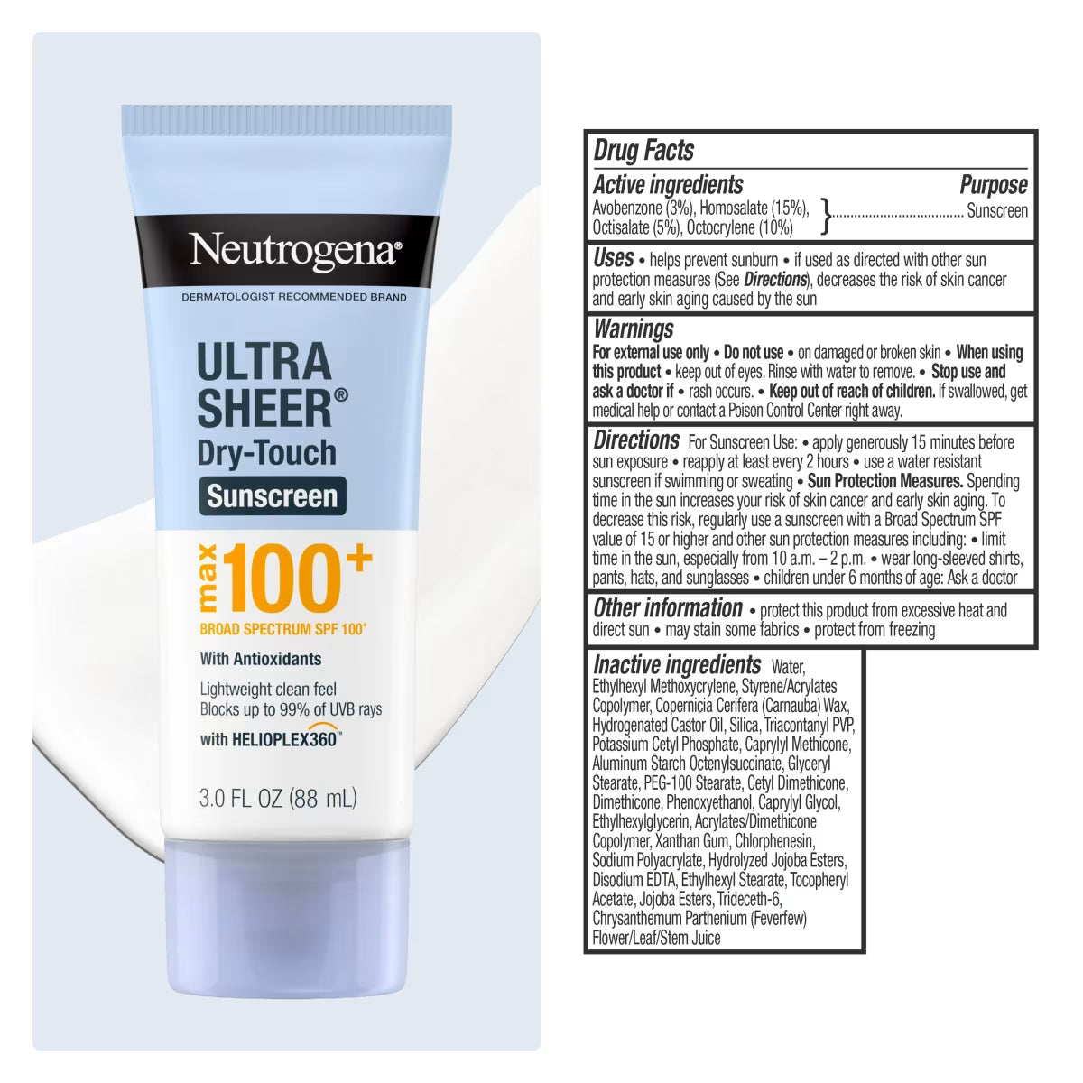 Neutrogena® Ultra Sheer Dry-Touch Broad Spectrum Max SPF 100+ Body Sunscreen, 3 Oz - US 5698