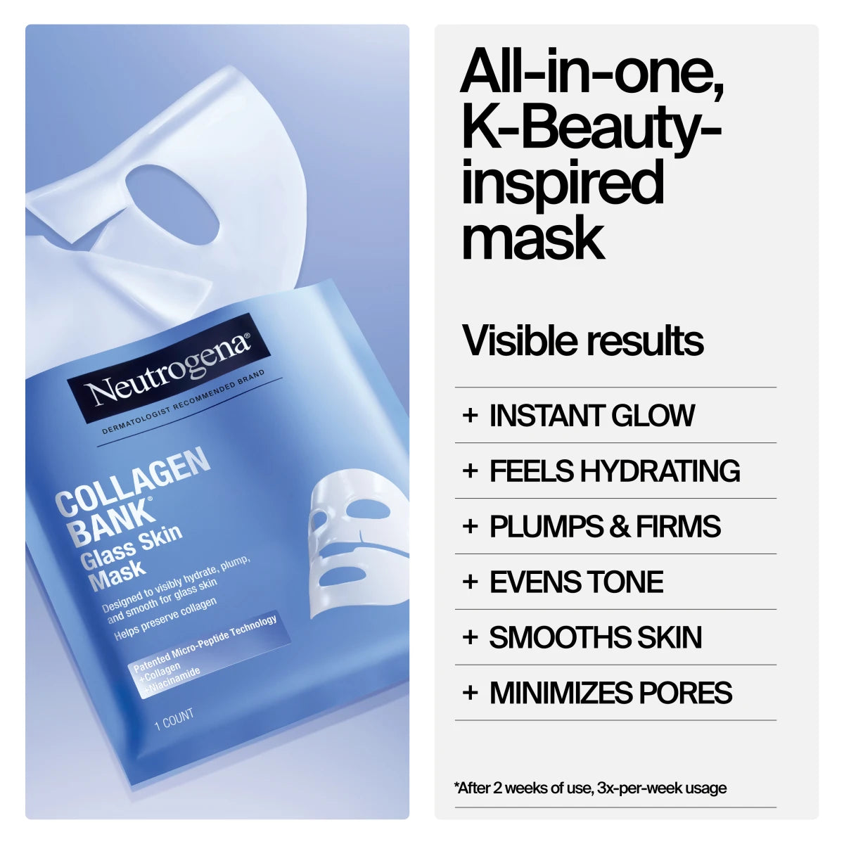 Neutrogena® Collagen Bank Glass Skin Mask, 4 Count - US 4199