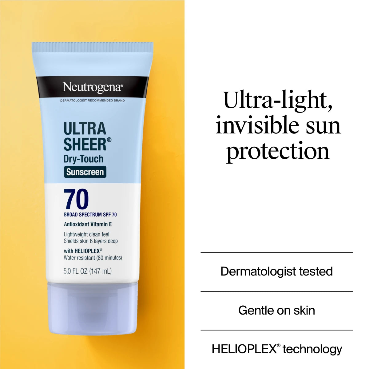 Neutrogena® Ultra Sheer Dry-Touch Sunscreen Lotion Broad Spectrum SPF 70, 5 Fl. Oz - US 6384