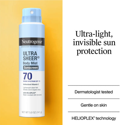 Neutrogena® Ultra Sheer Body Mist Sunscreen Broad Spectrum SPF 70, 5 Oz - US 0371