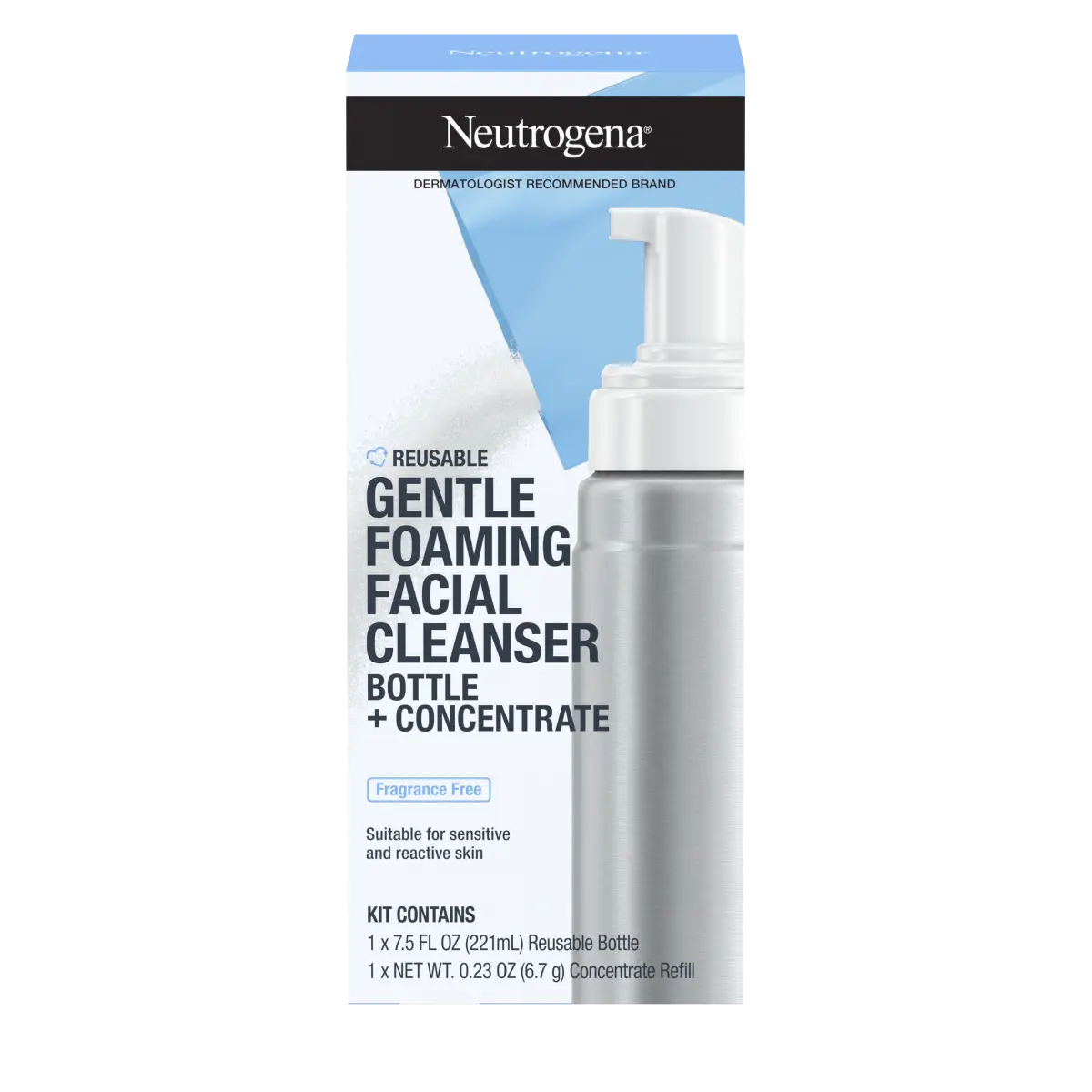 Neutrogena® Reusable Gentle Foaming Facial Cleanser Starter Kit, 1 Reusable Pump Bottle & 1 Refill Pack, 7.5 Fl. Oz - US 3986