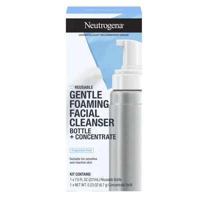 Neutrogena® Reusable Gentle Foaming Facial Cleanser Starter Kit, 1 Reusable Pump Bottle & 1 Refill Pack, 7.5 Fl. Oz - US 3986