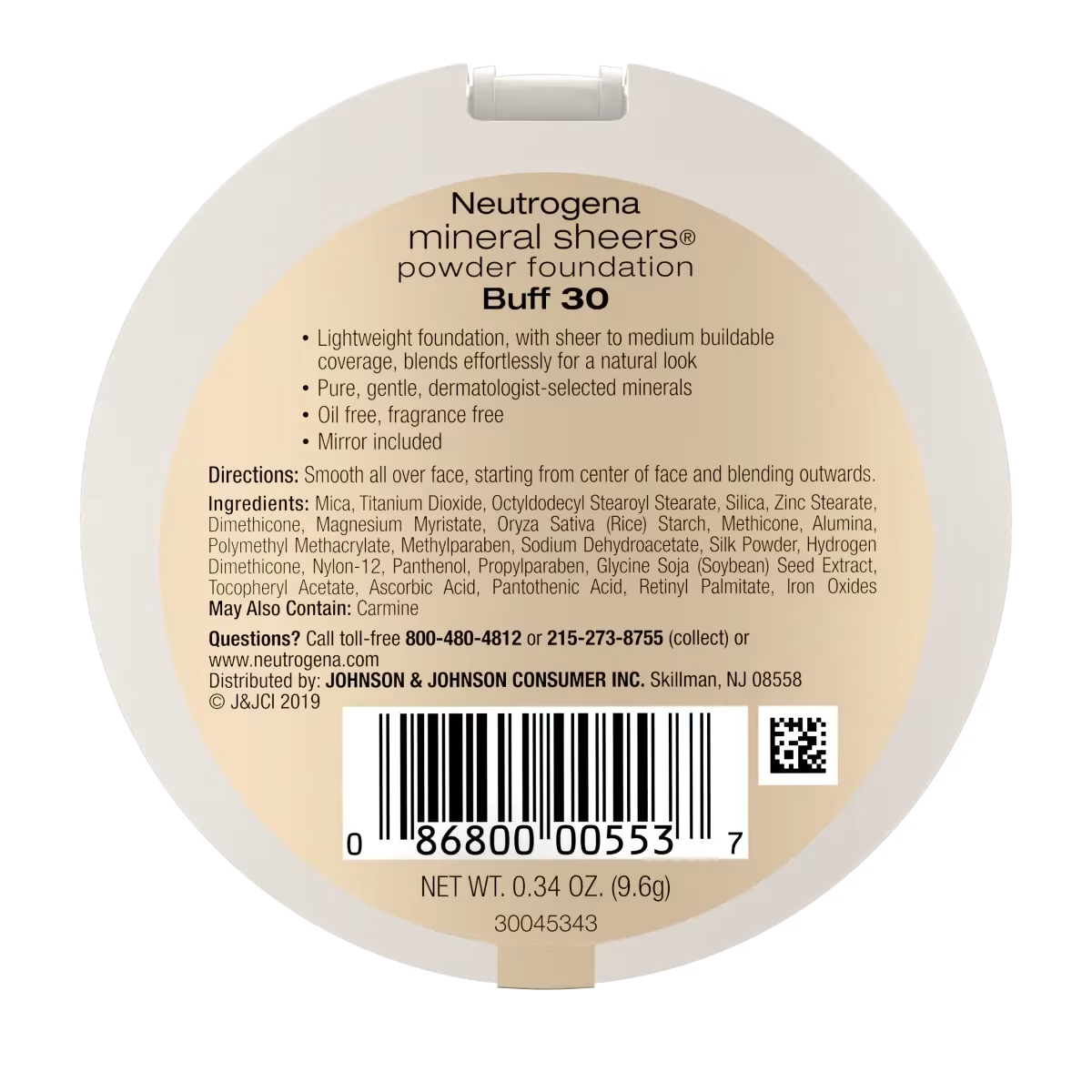 Neutrogena® Mineral Sheers Compact Powder Foundation, Buff 30, .34 Oz - US 8917