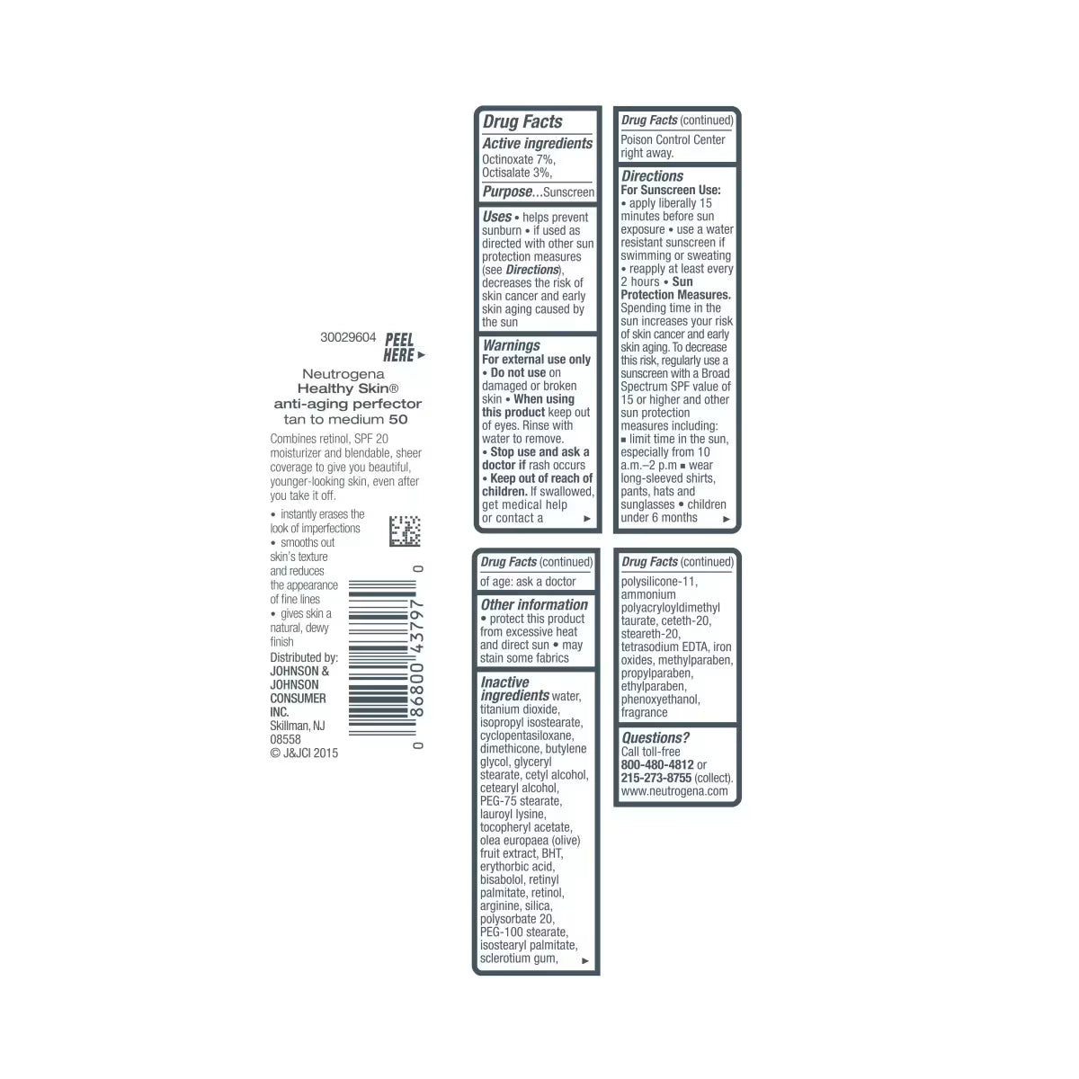 Neutrogena® Healthy Skin Anti-Aging Perfector SPF 20, 50 Tan to Medium, 1 Fl. Oz - US 0410