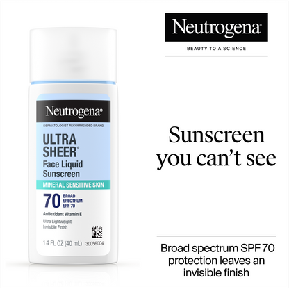 Neutrogena® Ultra Sheer® Mineral Face Liquid Sunscreen Broad Spectrum SPF 70, 1.4 Fl. Oz - US 5511